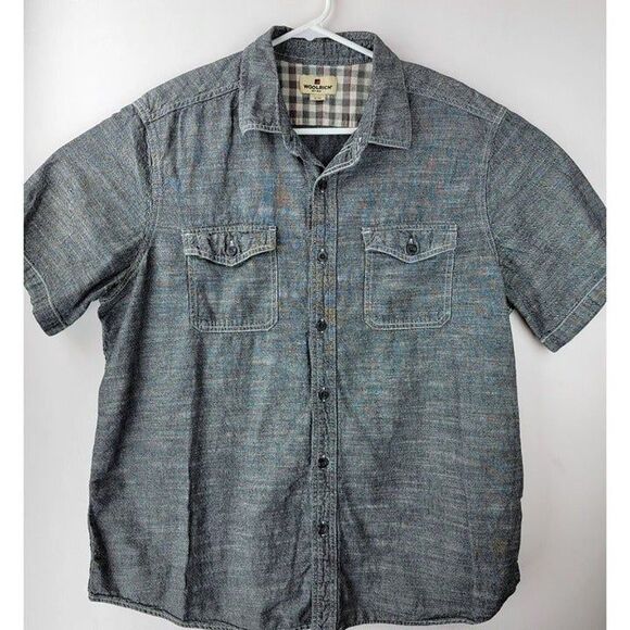 Woolrich Mens X-Large Black Short Sleeve Button Up Shirt - Picture 1 of 4